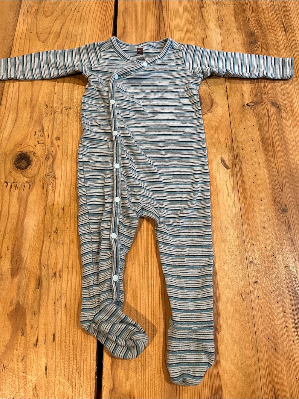 TEA COLLECTION 0-3M Micro Stripe Footie One-Piece Cotton Romper Sleeper Jumper